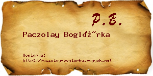 Paczolay Boglárka névjegykártya